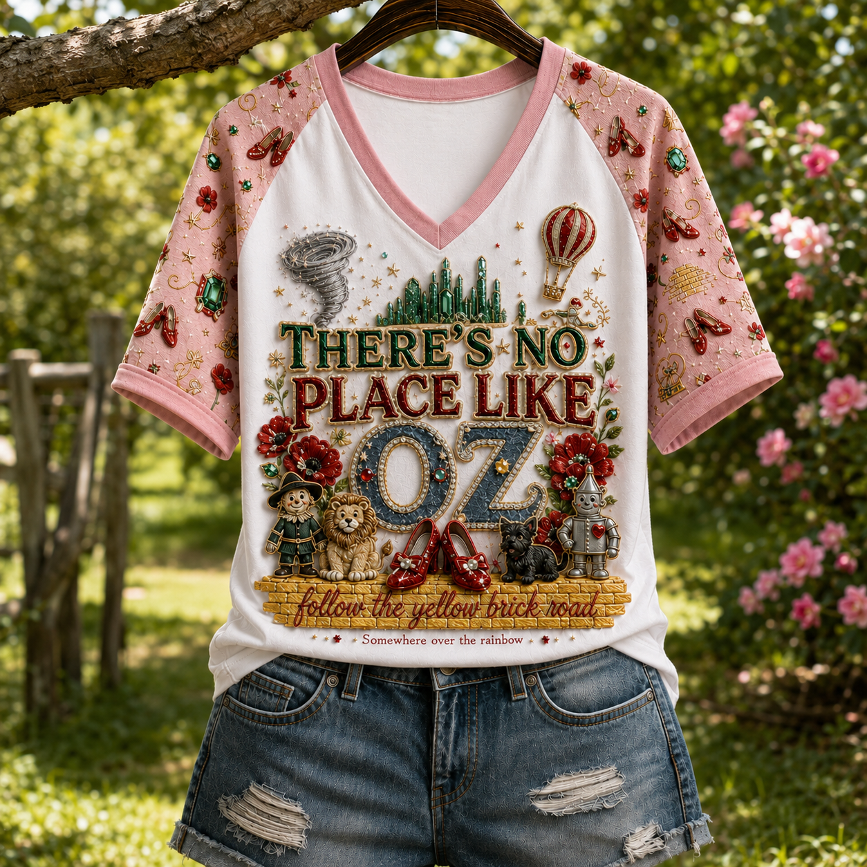 The Wizard of Oz Merch There's No Place Like OZ V-Neck Shirt Birthday Idea For Daughter