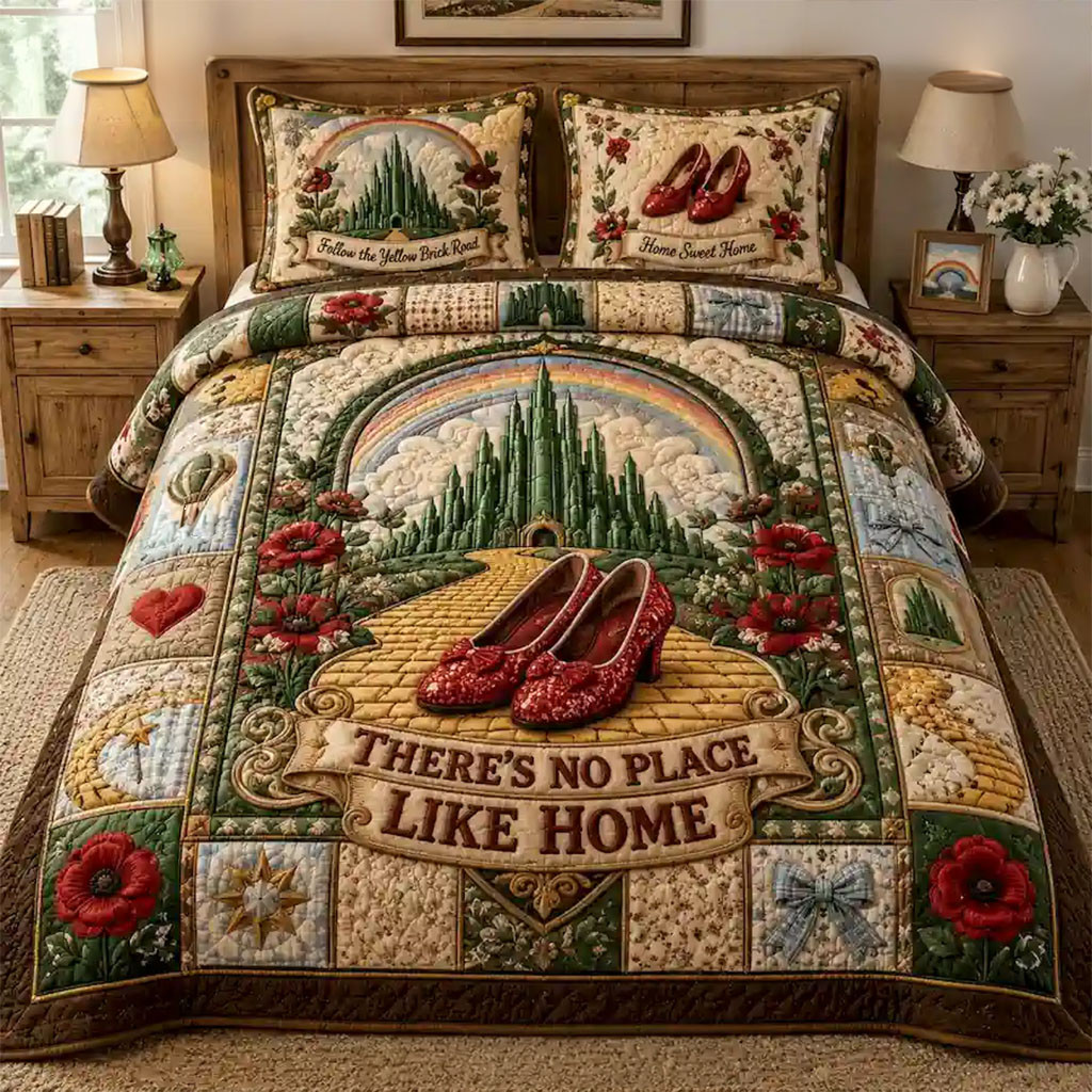The Wizard Of Oz There's No Place Like Home Quilt Bedding Set Bedroom Decor Daughters Gifts