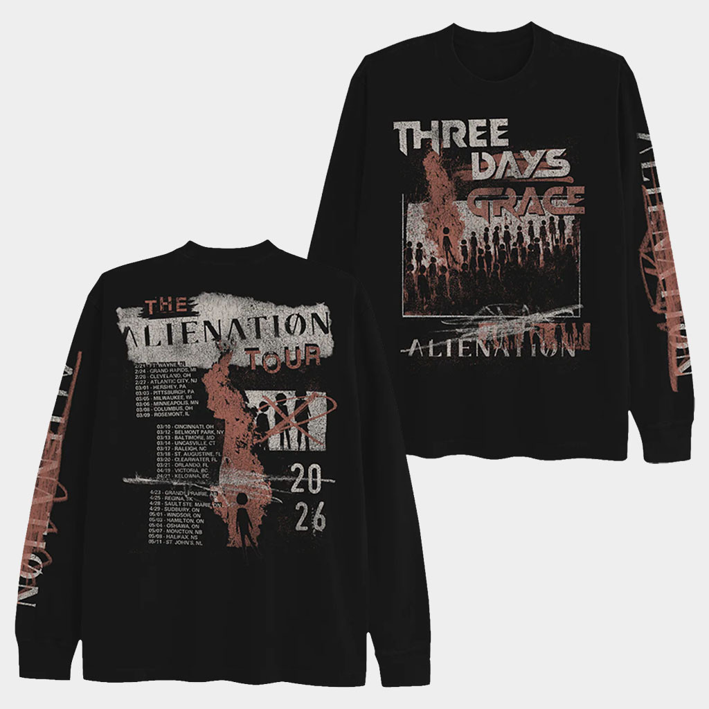 Three Days Grace Merch 2026 Alienation Tour Long Sleeve Shirt Gift For Rock Music Fans