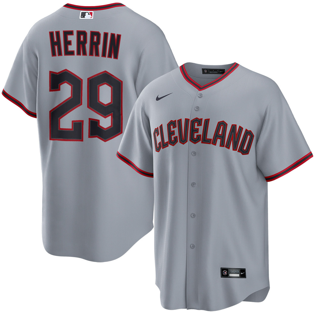 Tim Herrin Cleveland Guardians 2026 Road Jersey - Grey