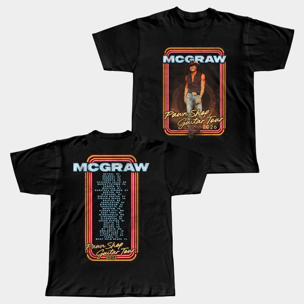 Tim McGraw Merch 2026 Pawn Shop Guitar Tour Black Dateback T-Shirt Gift For Country Fans