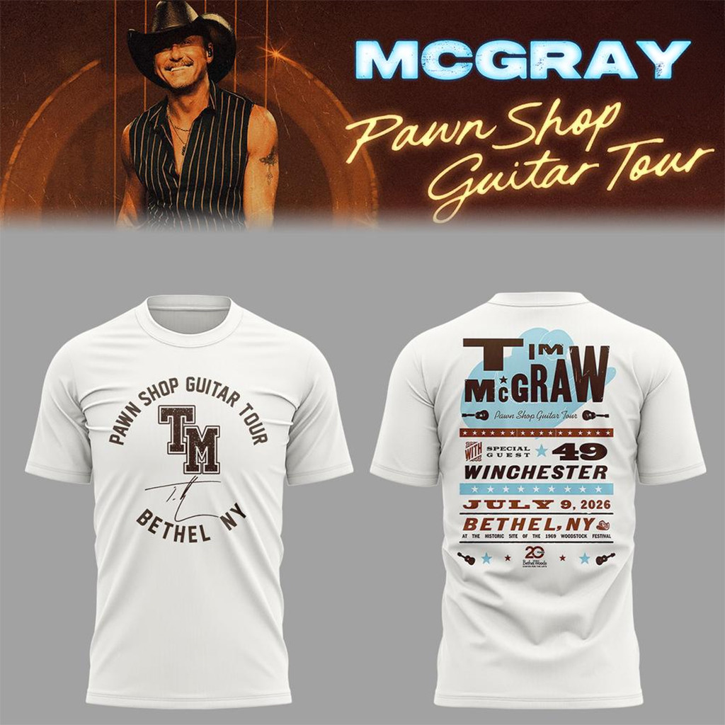 Tim McGraw Pawn Shop Guitar Tour 2026 Bethel NY Concert T-Shirt Tim McGraw Merch Gift For Fan