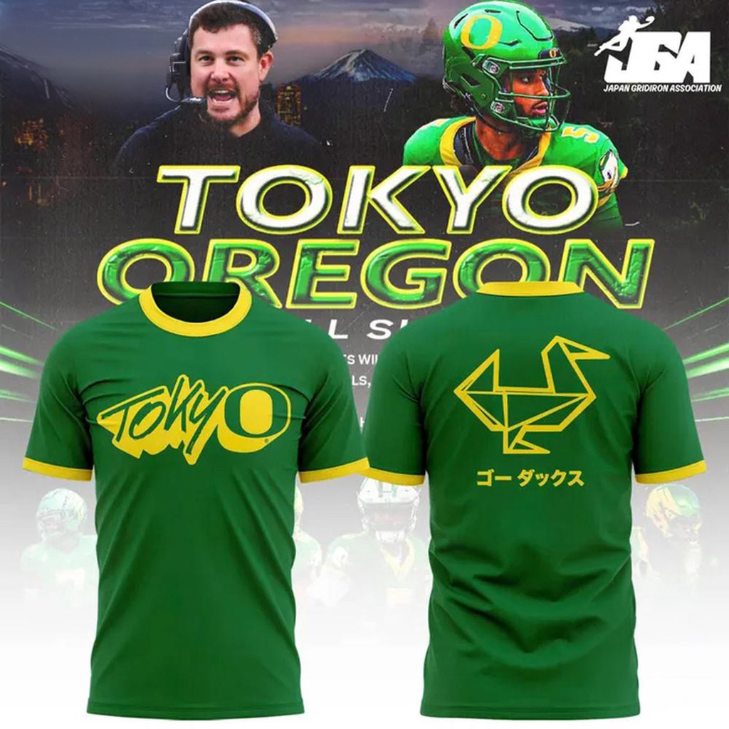 Tokyo Oregon Ducks Football 2026 Green T-Shirt Oregon Ducks Merch Special Gift For Father