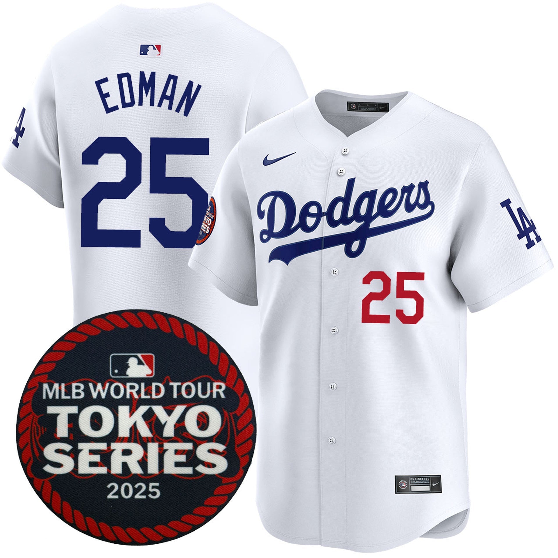 Tommy Edman Los Angeles Dodgers 2025 Home Tokyo Series Jersey - White