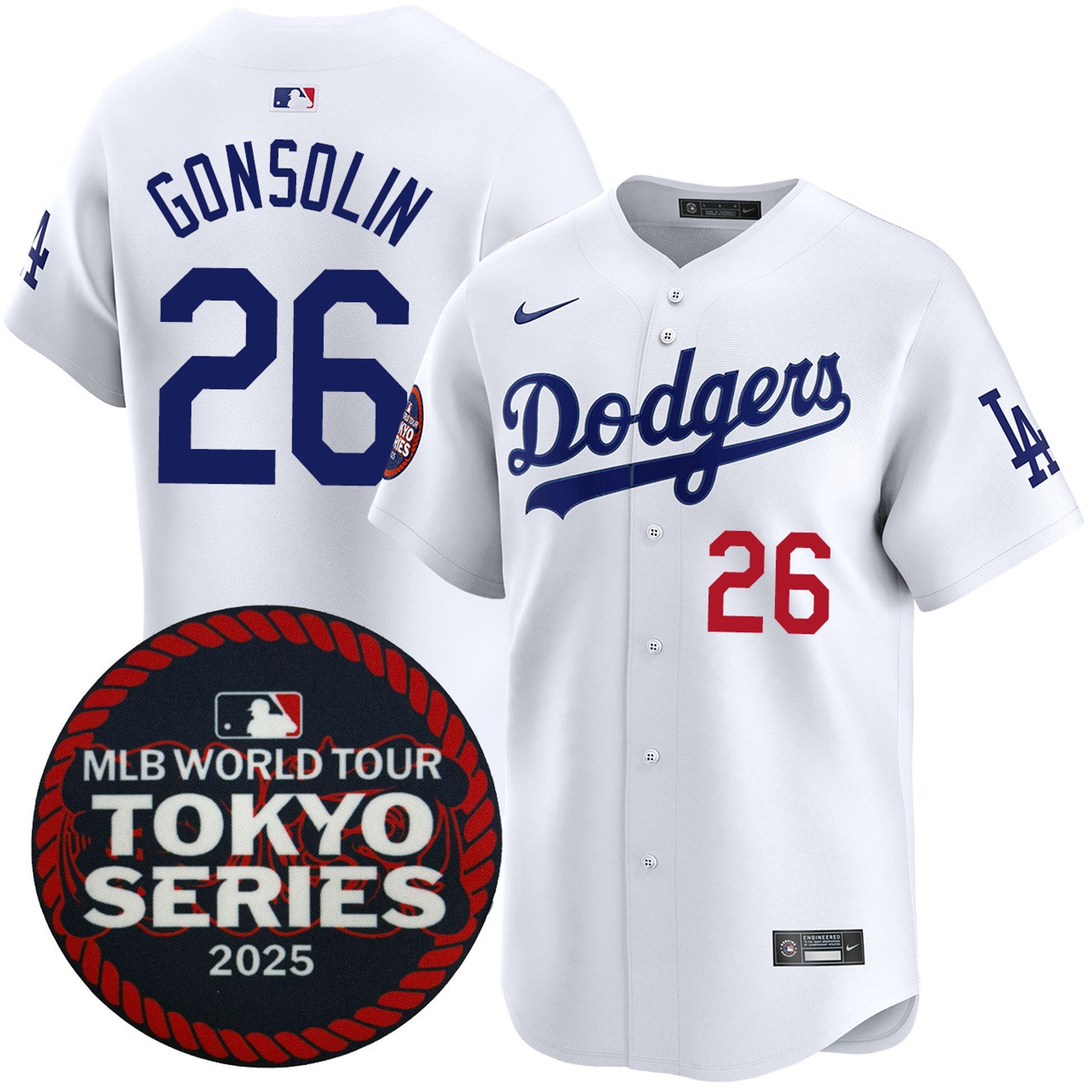 Tony Gonsolin Los Angeles Dodgers 2025 Home Tokyo Series Jersey - White