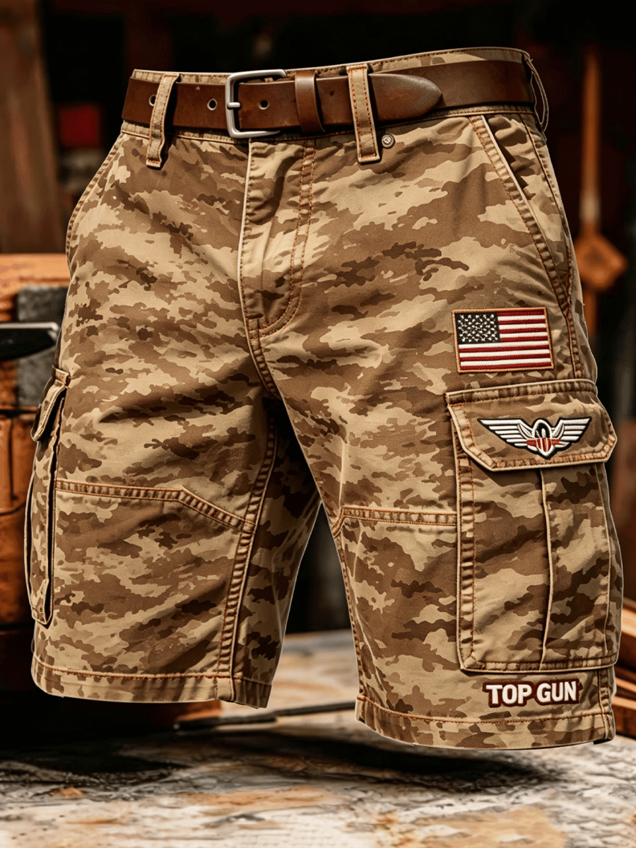 Top Gun Merch 40th Anniversary Retro Camouflage Shorts Movie Fan Gift Ideas