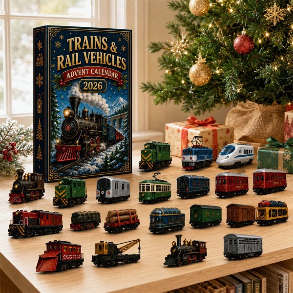 Trains Rail Vehicles Advent Calendar 2026 24 Days Christmas Mystery Ornaments Train Lover Holiday Gift - Image 2