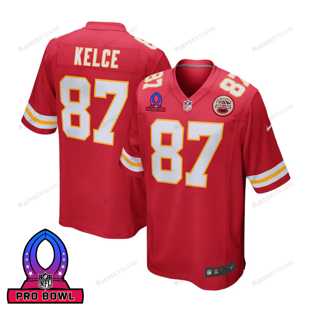 Travis Kelce Kansas City Chiefs 2025 Pro Bowl Patch Game Men Jersey - Red