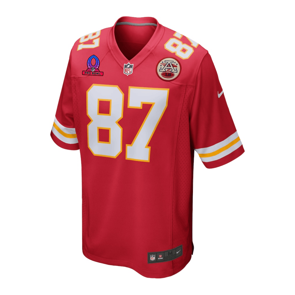 Travis Kelce Kansas City Chiefs 2025 Pro Bowl Patch Game Men Jersey - Red - Image 2