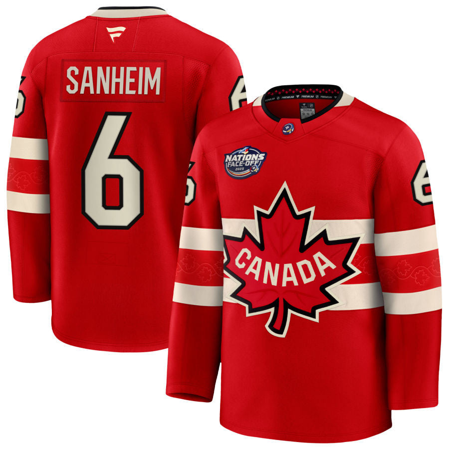 Travis Sanheim Canada 2025 4 Nations Face-Off Premium Red Jersey