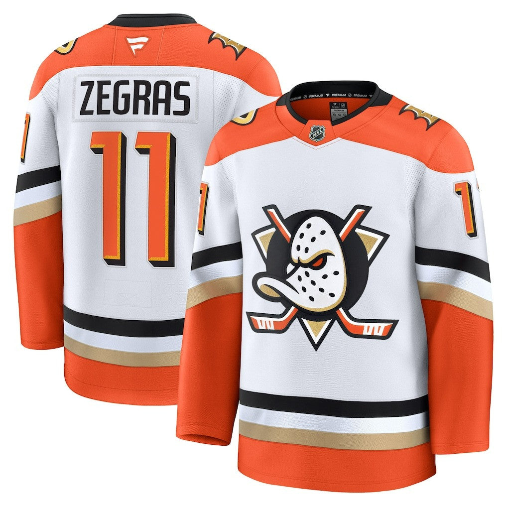Trevor Zegras Anaheim Ducks 2025 Away Premium Jersey - White 1 Trevor Zegras Anaheim Ducks 2025 Away Premium Jersey - White
