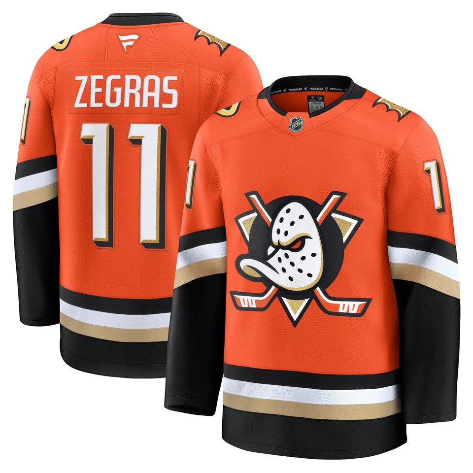 Trevor Zegras Anaheim Ducks 2025 Branded Home Premium Jersey - Orange 1 Trevor Zegras Anaheim Ducks 2025 Branded Home Premium Jersey - Orange