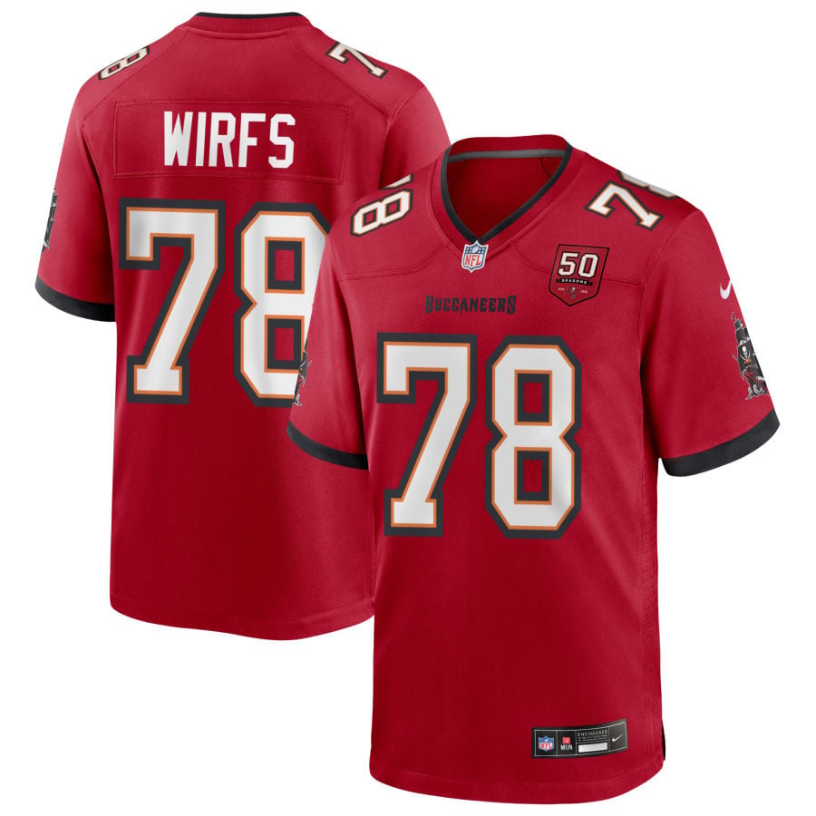 Tristan Wirfs Tampa Bay Buccaneers 2025 50th Season Game Jersey - Red