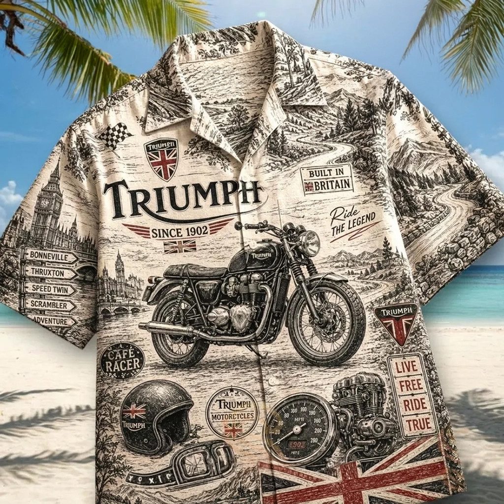 Triumph Motorcycles 2026 Sketch Hawaiian Shirt Triumph Merch Birthday Gifts For Brothers