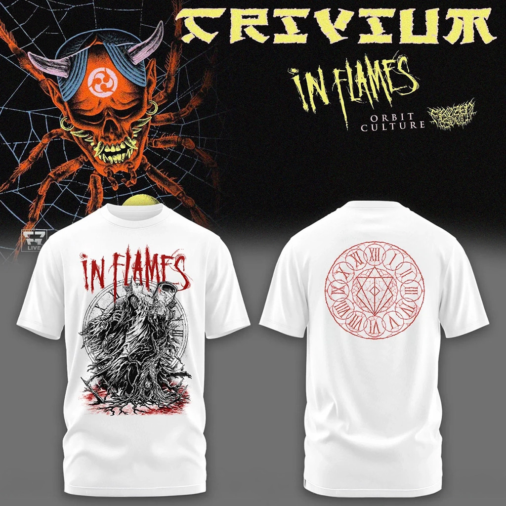Trivium Merch In Flames The Crown In The Grave Tour Shirt White Gifts For Husband