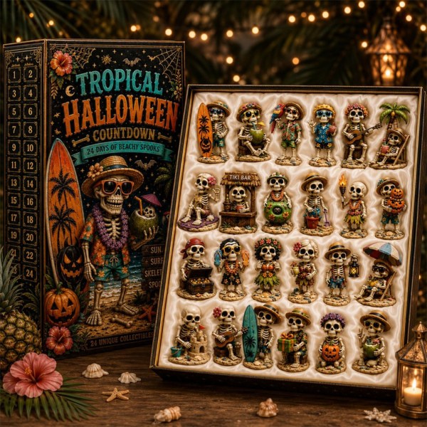 Tropical Halloween Countdown Advent Calendar 2026 24 Days Spooky Mystery Ornaments Holiday Gift - Image 2