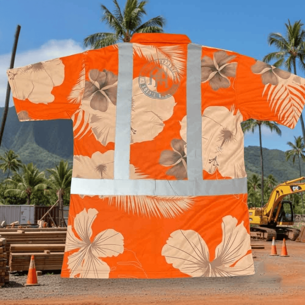 Tropical Orange Flowers Hi Vis Hawaiian Shirt Best Birthday Gift For Husband - Image 2