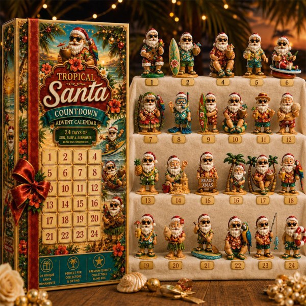 Tropical Santa Claus Christmas Countdown Advent Calendar Xmas Tree Ornaments Holiday Decor - Image 2