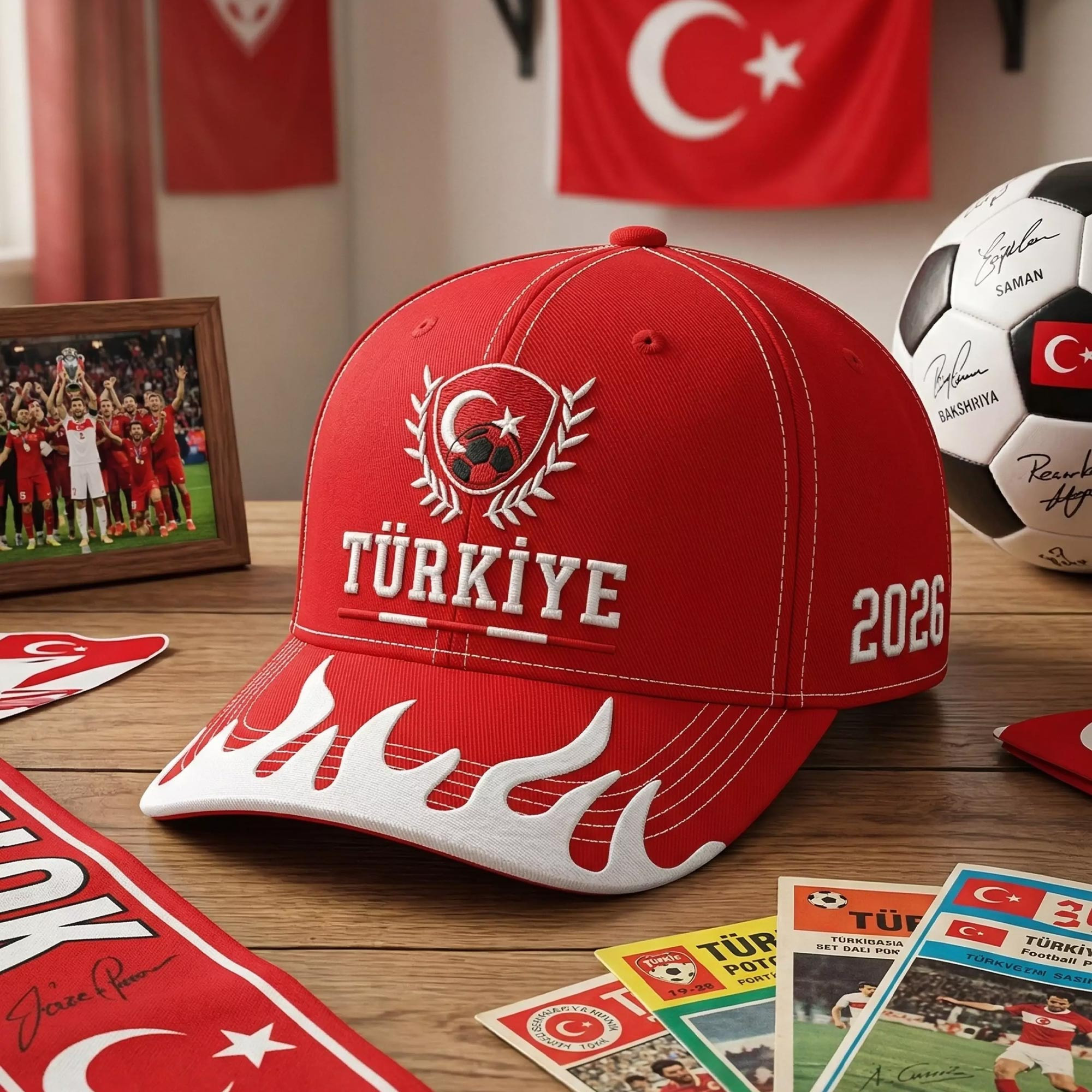 Turkiye National Football Team 2026 Flames Hat Turkey Soccer World Cup Merch Gifts For Fans