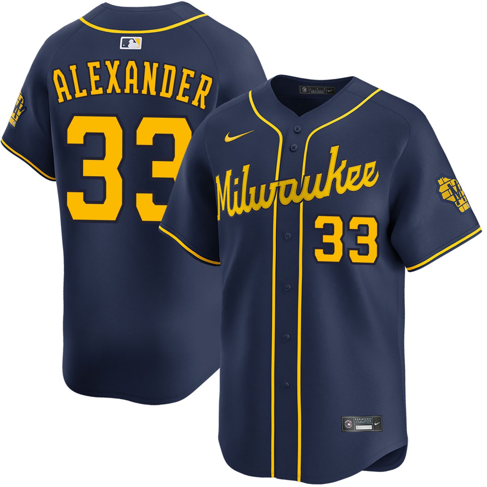 Tyler Alexander Milwaukee Brewers 2025 Alternate Limited Jersey - Navy