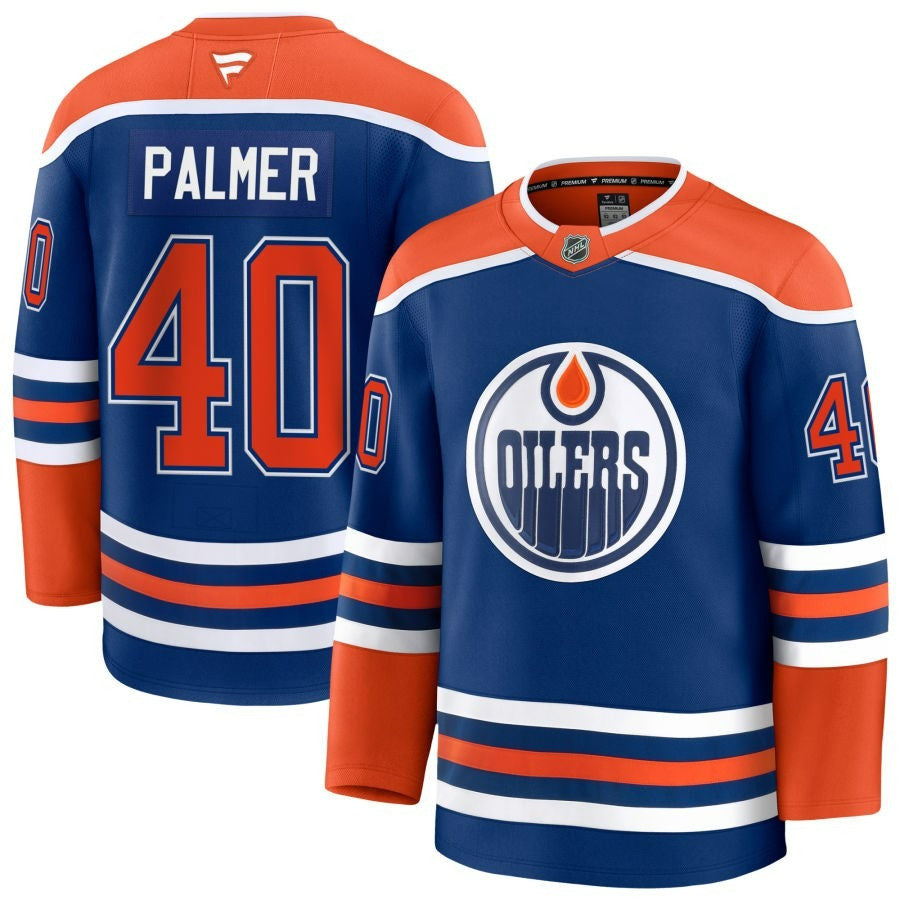 Tyler Palmer Edmonton Oilers 2025 Home Premium Royal Jersey 1 Tyler Palmer Edmonton Oilers 2025 Home Premium Royal Jersey