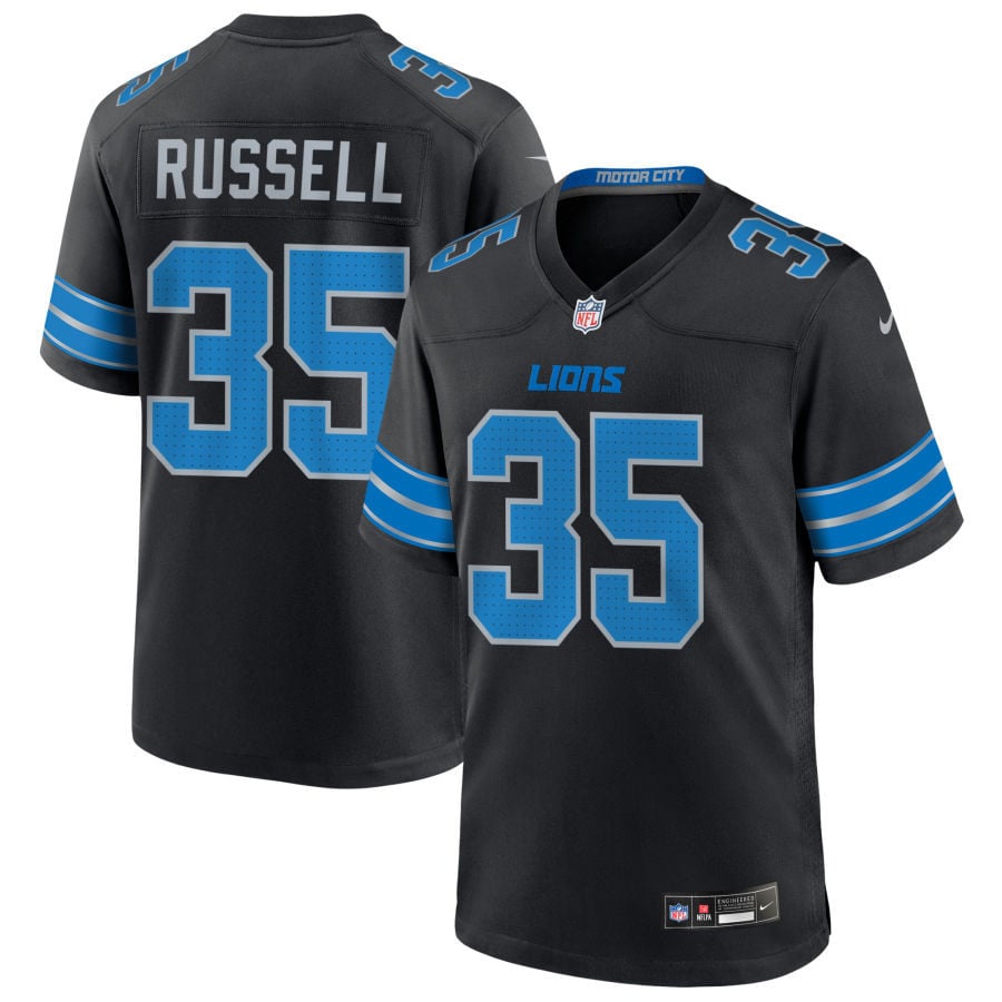 Tyson Russell Detroit Lions 2025 Alternate Game Jersey - Black