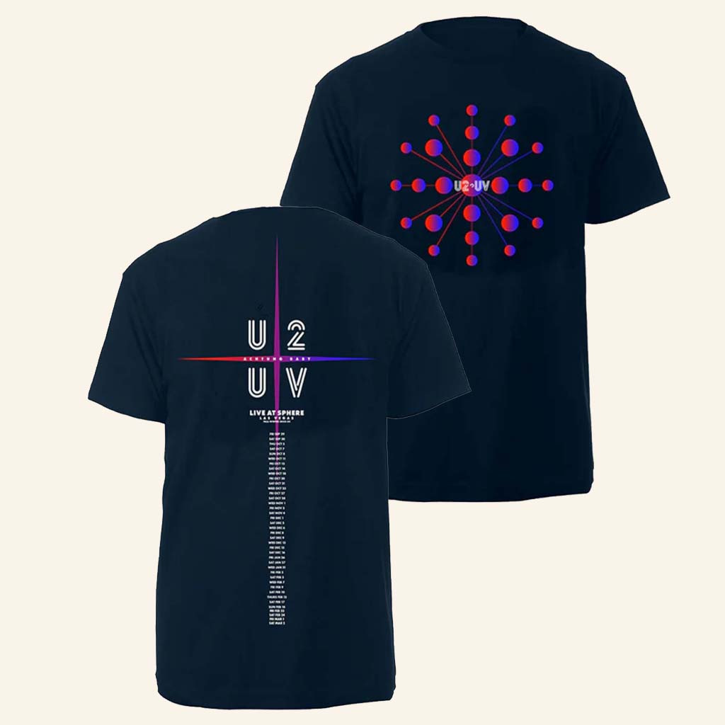 U2 Merch U2 UV Achtung Baby Lattice Live At Sphere T-Shirt Gift For Her