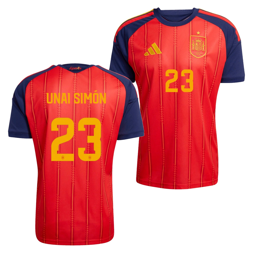 Unai Simon Jersey Shirt #23 Spain World Cup Home Jersey 2026 FIFA Merch Gift For Spain Team Fan