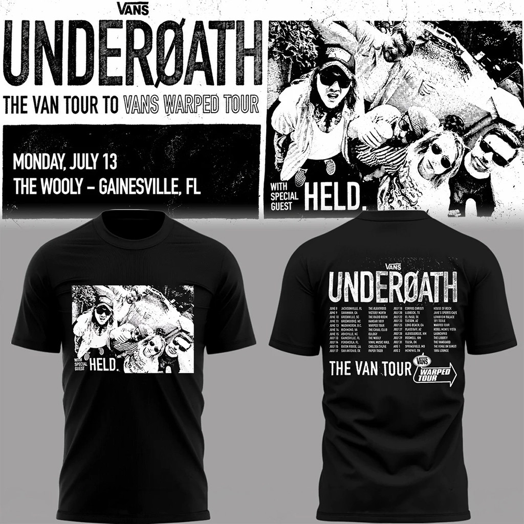 Underoath Merch 2026 The Van Tour To Vans Warped Tour T-Shirt Gift For Rock Band Fans