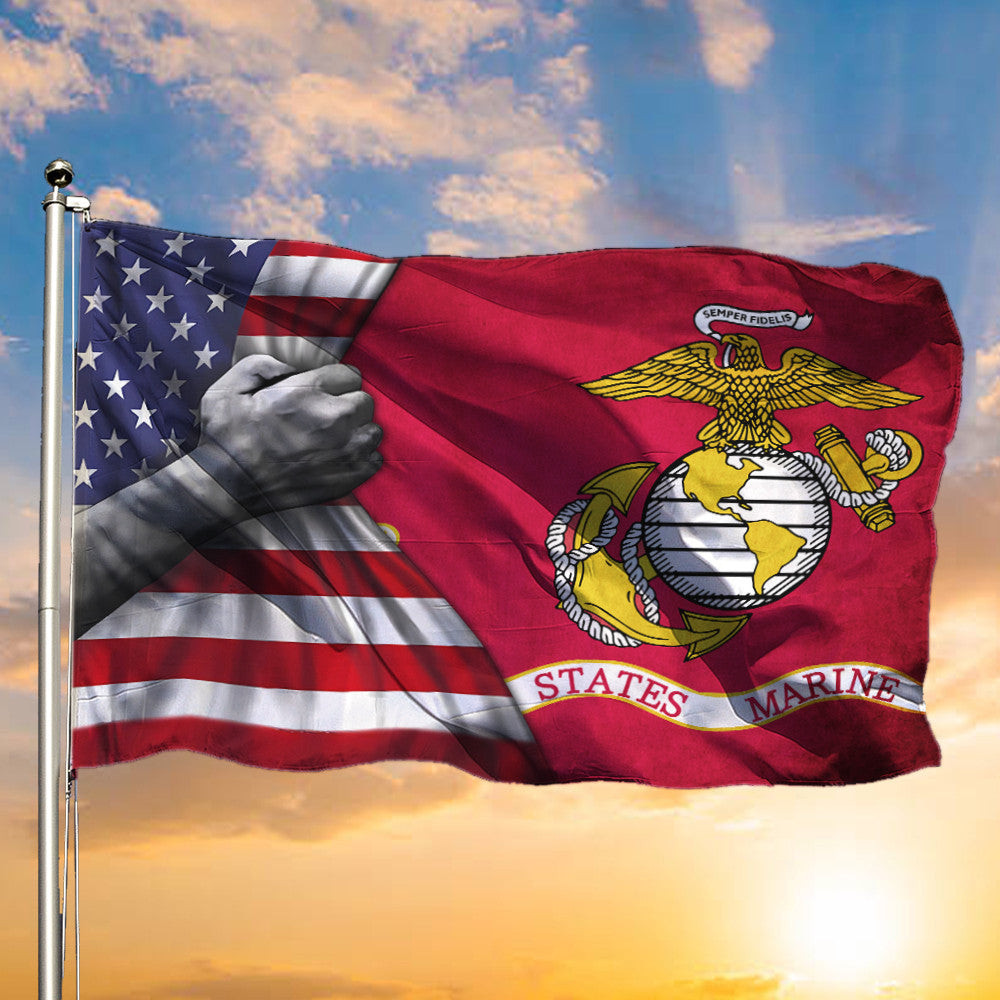 United States Marine Corps Flag Inside American Flag Happy Independence Day USA Military Decor - Image 2