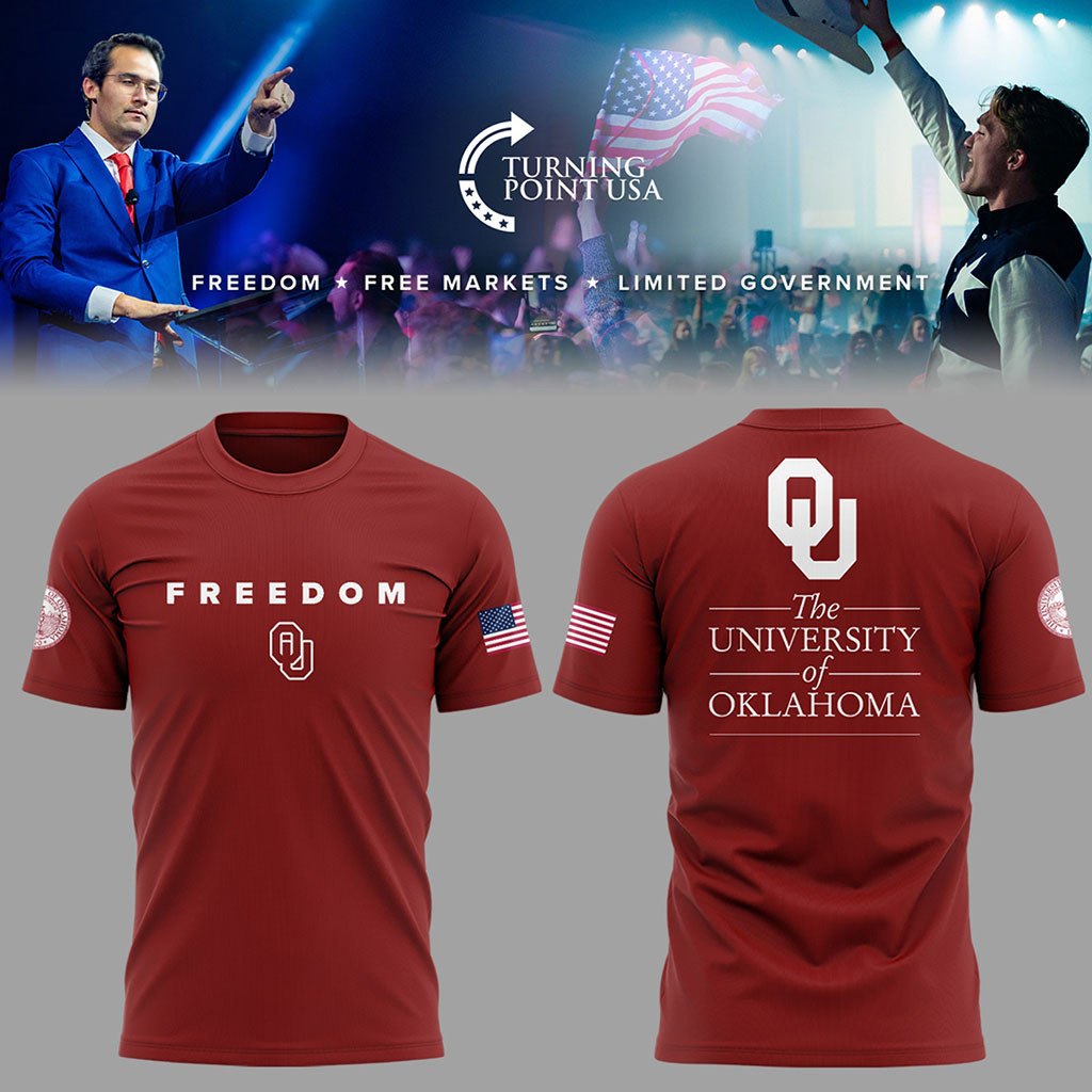 University Of Oklahoma x Turning Point USA Shirt Oklahoma Sooners Merch Freedom T-Shirt Red