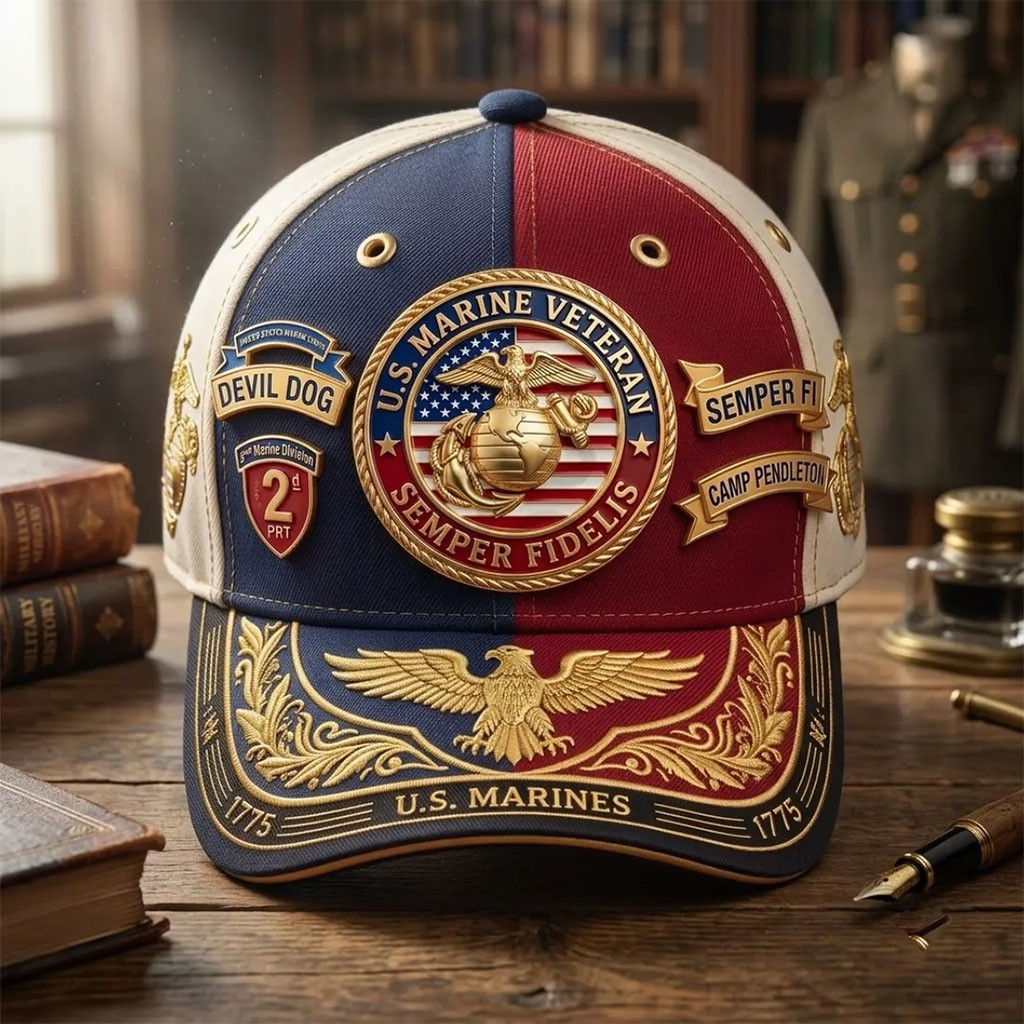 US Marine Corps Veteran Semper Fidelis Hat Devil Dog Baseball Cap USMC Merch Gift For Veteran