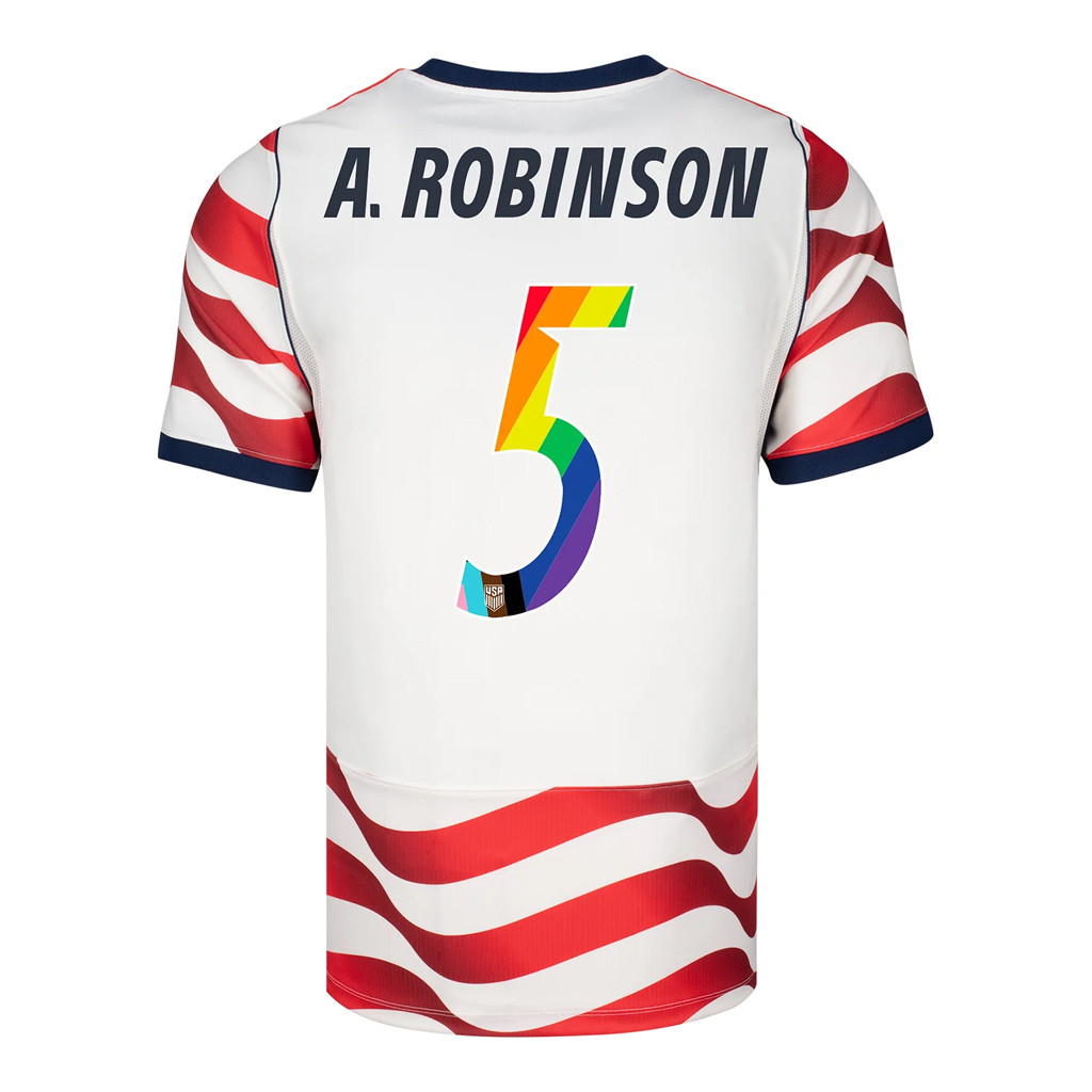 US Soccer Merch USMNT 2026 Antonee Robinson #5 Pride Home Jersey Stripes USMNT Merch Fan Gifts