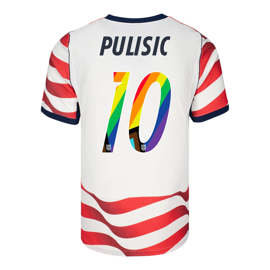 US Soccer Merch USMNT 2026 Christian Pulisic #10 Pride Home Jersey Stripes FIFA Merch LGBT Gift