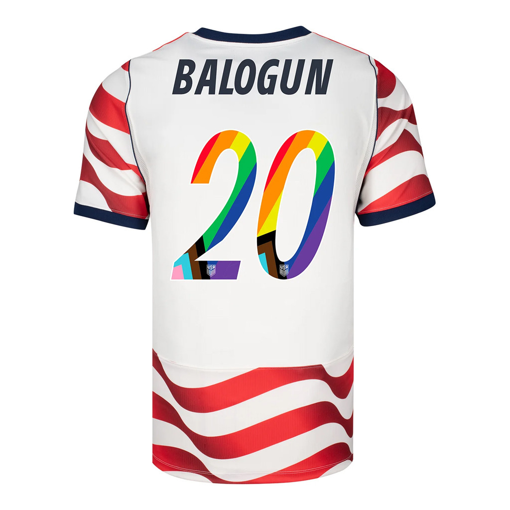 US Soccer Merch USMNT 2026 Folarin Balogun #20 Pride Home Jersey Stripes FIFA Merch Fan Gifts