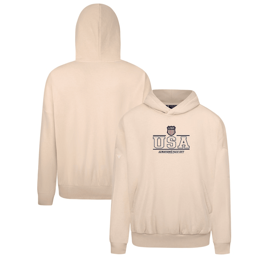 USA 2025 4 Nations Face-Off Contact Pullover Khaki Hoodie