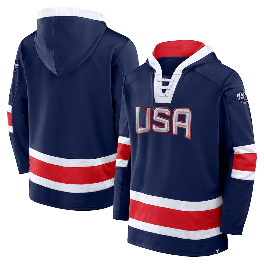 USA 2025 4 Nations Face-Off Inside Line Pullover Athletic Navy Hoodie