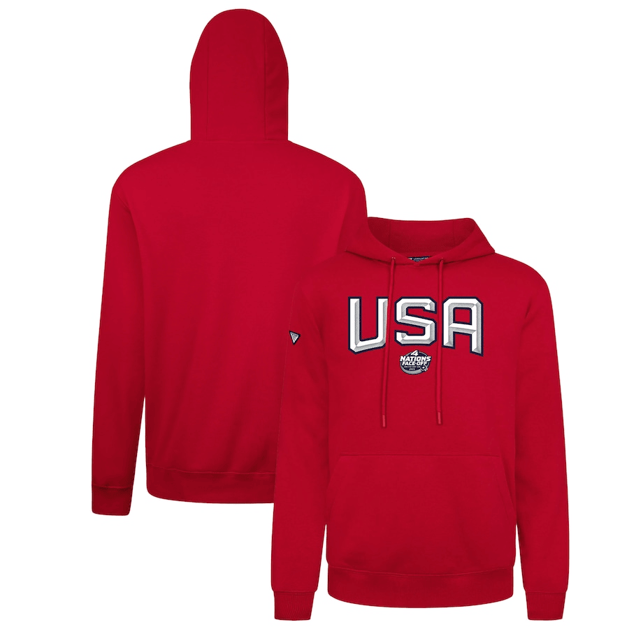 USA 2025 4 Nations Face-Off Podium Pullover Red Hoodie