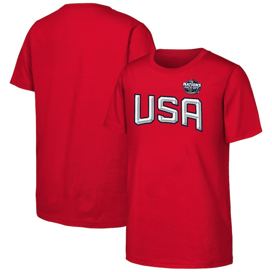 USA 2025 4 Nations Face-Off Primary Logo Red T-Shirt 1 USA 2025 4 Nations Face-Off Primary Logo Red T-Shirt