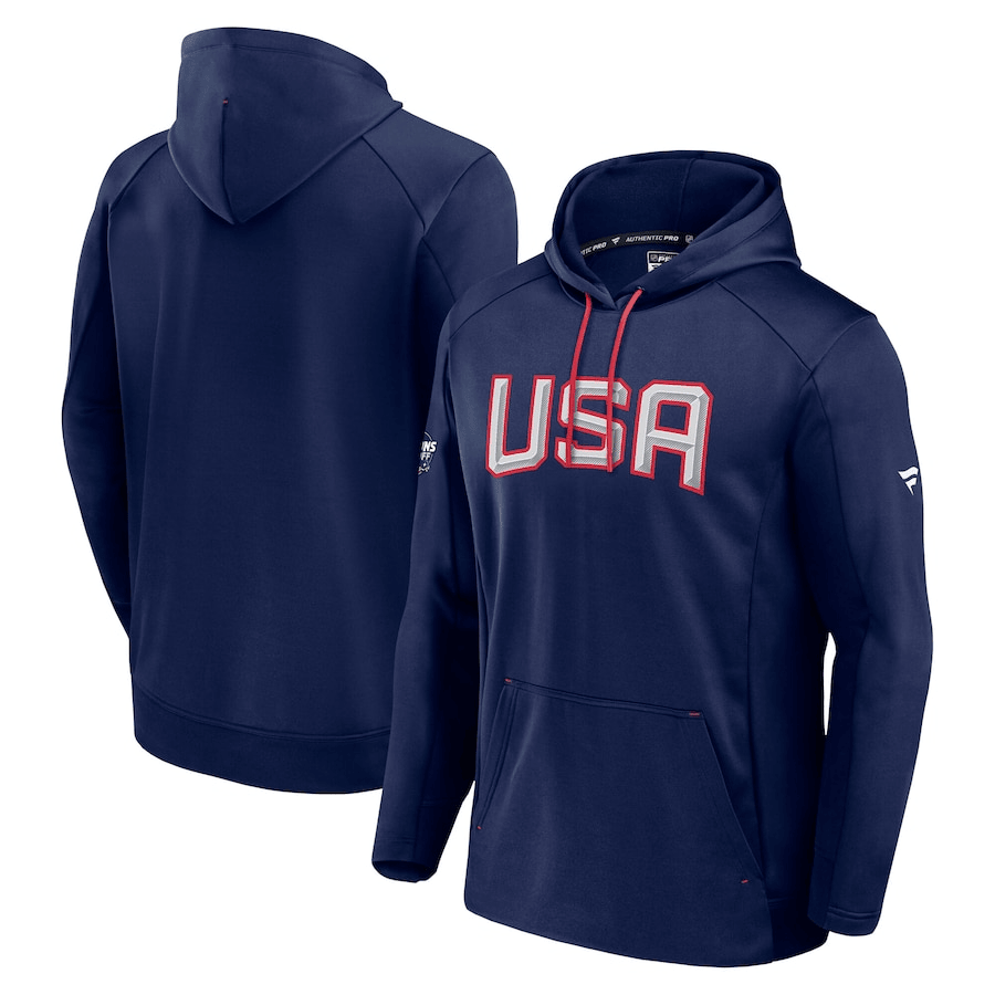 USA 2025 4 Nations Face-Off Pro Fleece Pullover Athletic Navy Hoodie