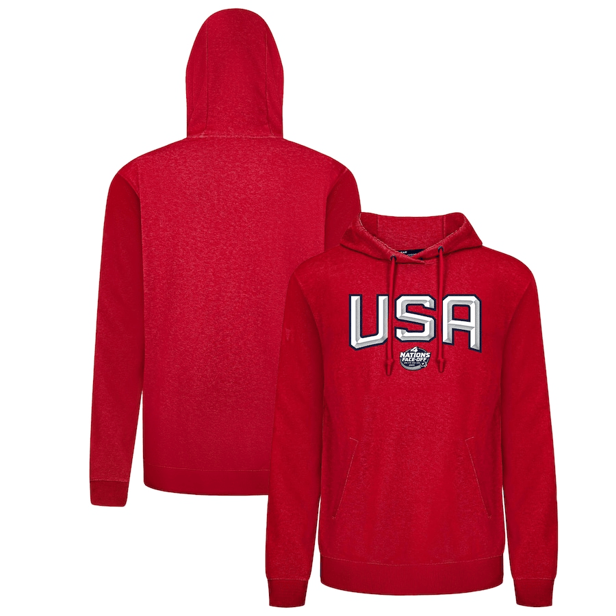 USA 2025 4 Nations Face-Off Pulsar Tri-Blend Pullover Red Hoodie
