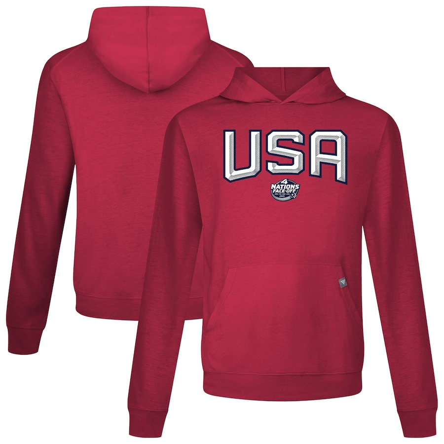 USA 2025 4 Nations Face-Off Relay Pullover Red Hoodie
