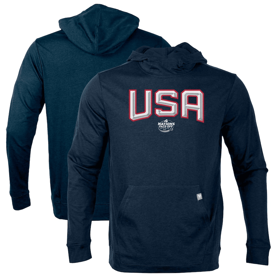 USA 2025 4 Nations Face-Off Thrive Tri-Blend Pullover Navy Hoodie