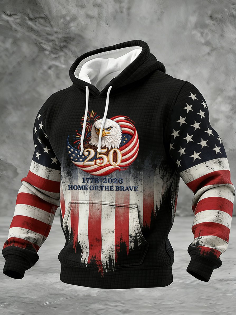 USA 250th Anniversary Home Of The Brave Hoodie American Patriot Apparel Gifts For Dad