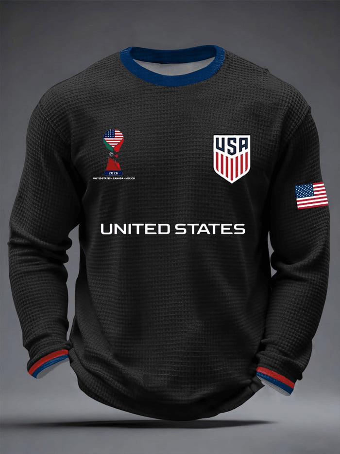 USA Soccer FIFA 2026 World Cup Waffle Long Sleeve Shirt Soccer Lover Game Day Apparel For Fans