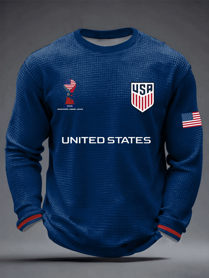USA Soccer FIFA 2026 World Cup Waffle Long Sleeve Shirt Soccer Lover Game Day Apparel For Fans - Image 2