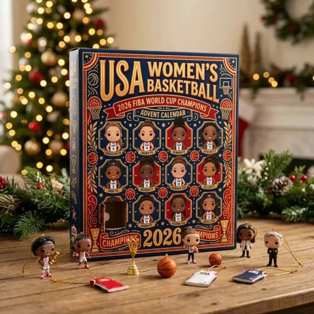 USA Women's Basketball 2026 FIBA World Cup Champions Advent Calendar Christmas Ornaments Decor