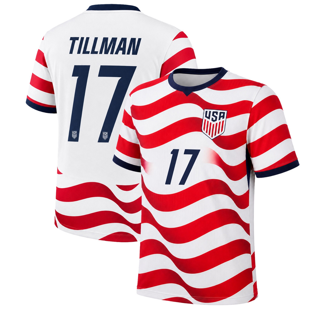 USMNT Merch US Soccer World Cup 2026 Malik Tillman #17 USA Home Jersey USMNT Shirt Fan Gifts