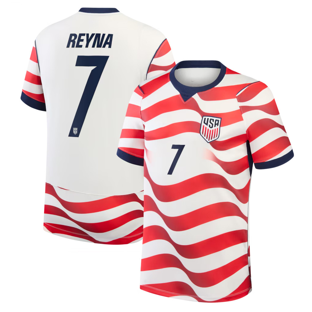 USMNT World Cup 2026 Merch #7 Giovanni Reyna USMNT 2026 Home Stadium Jersey Gift For Supporters