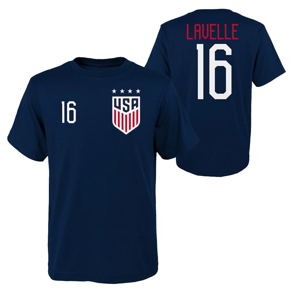 USWNT Merch USWNT Lavelle 16 Navy T-Shirt FIFA World Cup Merch Gifts For Soccer Lovers